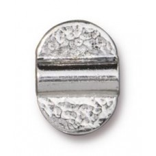 13x10mm TierraCast Double Hammered Baule Bead - Rhodium Plated - Each