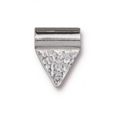 12x10mm TierraCast Baule Bead, Hammered Flag - White Bronze Plated - Pack of 2