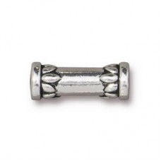 15x6mm TierraCast Lotus Tube Bead - Fine Silver Plated - Pack of 2