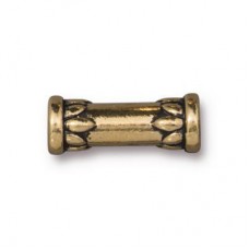 15x6mm TierraCast Lotus Tube Bead - Antique 22k Gold Plated - Pack of 2