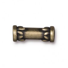 15x6mm TierraCast Lotus Tube Bead - Brass Oxide - Pack of 2