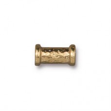 11x5.6mm TierraCast Hammered Tube Bead - 22K Gold Plated - Pack of 2