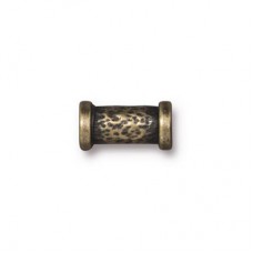 11x5.6mm TierraCast Hammered Tube Bead - Brass Oxide - Pack of 2