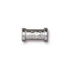 11x5.6mm TierraCast Hammered Tube Bead - White Bronze Plated - Pack of 2