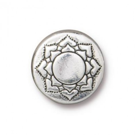 14mm TierraCast Lotus Puffed Bead - Antique Fine Silver Plated