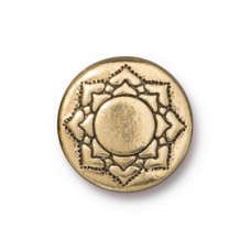 14mm TierraCast Lotus Puffed Bead - 22k Gold Plated - Each