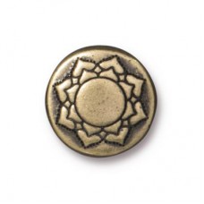 14mm TierraCast Lotus Puffed Bead - Brass Oxide - Each