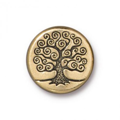 15mm TierraCast Tree of Life Puffed Bead - 22k Gold Plated