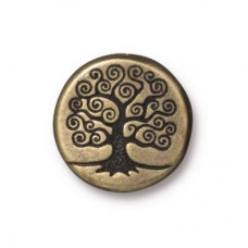 15mm TierraCast Tree of Life Puffed Bead - Brass Oxide - Each