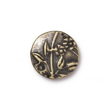 14mm TierraCast Jardin Puffed Coin Bead - Brass Oxide - Each