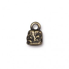 2.2x2.4mm ID TierraCast Jardin Cord End Crimp with Loop - Brass Oxide - Pack of 2