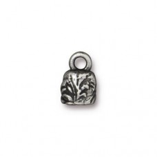 2.2x2.4mm ID TierraCast Jardin Cord End Crimp with Loop - Antique Pewter - Pack of 2