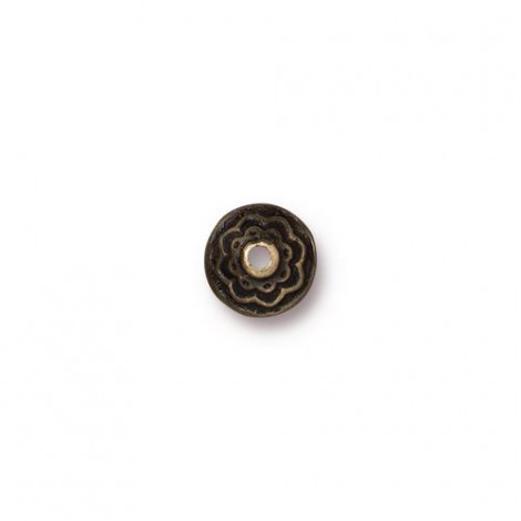 7.3x3.4mm TierraCast Lotus Beadcap - Brass Oxide