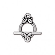 10mm TierraCast Leaf Toggle Clasp Set - Antique Silver Plated - Each