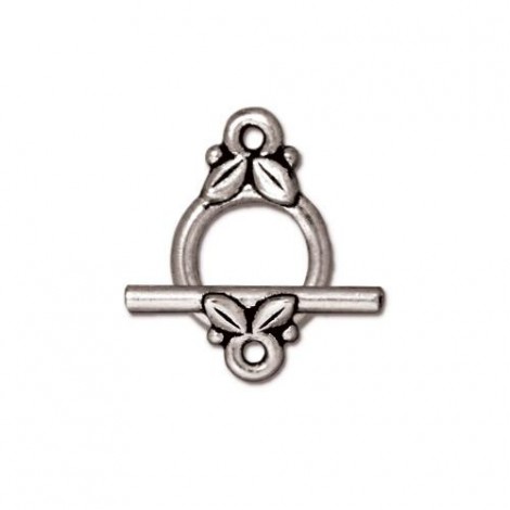 10mm TierraCast Leaf Toggle Clasp Set - Antique Rhodium Plated