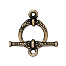 18mm TierraCast Heirloom Toggle Clasp - Brass Oxide - Per Set