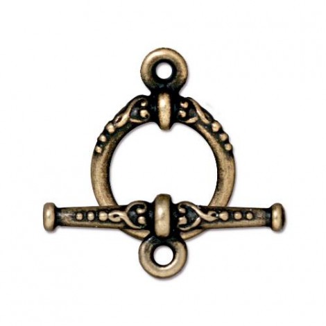 18mm TierraCast Heirloom Toggle Clasp - Brass Oxide - Per Set