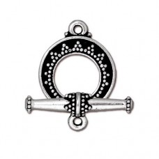 15mm TierraCast Tapered Bali Toggle Clasp - Antique Fine Silver Plated - Each