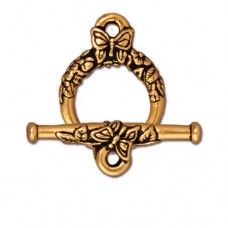 15mm TierraCast Butterfly Toggle Clasp Set - Antique 22K Gold Plated - Per Set