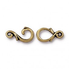 12x6mm TierraCast Vine Hook & Eye Clasp - Brass Oxide - Per Set