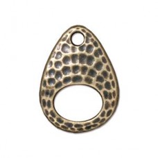 22x17mm TierraCast Hammertone Ellipse Drops/Links - Brass Oxide - Each