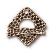 23mm TierraCast Brass Oxide Square Hammertone Toggle Set - Each