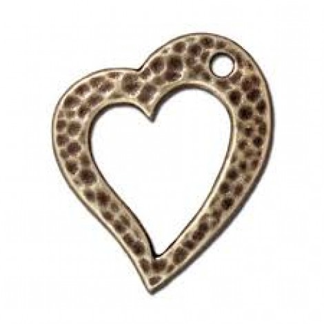 27mm TierraCast Hammertone Heart Drop - Brass Oxide - Each