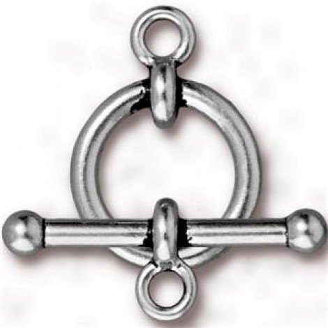 18mm TierraCast Anna Toggle Clasps - Antique Fine Silver Plated