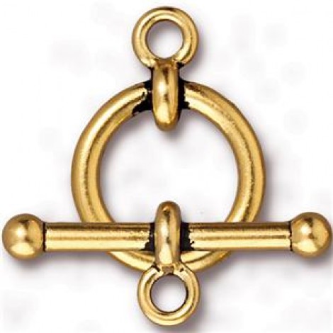 18mm TierraCast Anna Toggle Clasps - Antique 22K Gold Plated