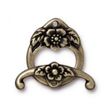 17mm TierraCast Floral Toggle Clasp Set - Brass Oxide - Each