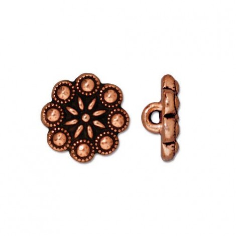 12mm TierraCast Czech Rosette Buttons - Antique Copper