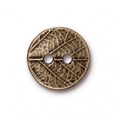 17mm TierraCast Round Leaf Button - Brass Oxide - Pack of 2