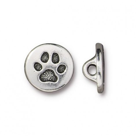 12mm TierraCast Small Paw Button - Ant Silver