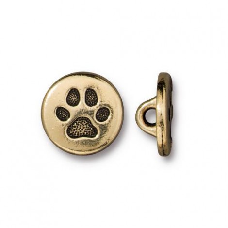 12mm TierraCast Small Paw Button - Ant Gold