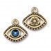 15x16mm TierraCast Evil Eye Drop with Metallic Blue Swarovski Crystal - Antique Gold