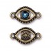 11x20mm TierraCast Evil Eye Link with Metallic Blue Swarovski Crystal - Brass Oxide