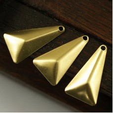 20x11mm Raw Brass Triangle Pyramid Drops w-1 Hole - Pack of 4