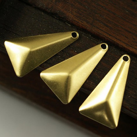 20x11mm Raw Brass Triangle Pyramid Drops w-1 Hole