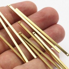 60x2x1mm Raw Brass Long Bar Pendant Drop Bars - Pack of 2