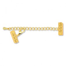 18mm Artistic Wire Ribbon End Crimps w-Ext Chain &  Clasp - Gold Plated - 2 sets