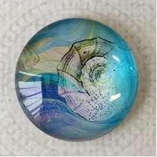 25mm Art Glass Backed Cabochons - Seashell - Each