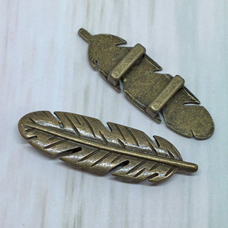 46x13mm (ID10x2mm) Ant Bronze Feather Slider for Flat Leather