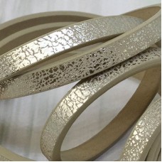 5x2mm Vegan Friendly PU Flat Faux Pearlised Leather - Flesh/Silver - 1.1m Strip