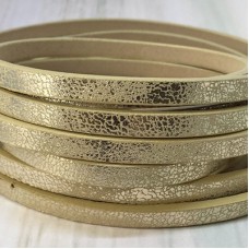 5x2mm Vegan Friendly PU Flat Faux Pearlised Leather - Gold/Champagne - 1.1m Strip