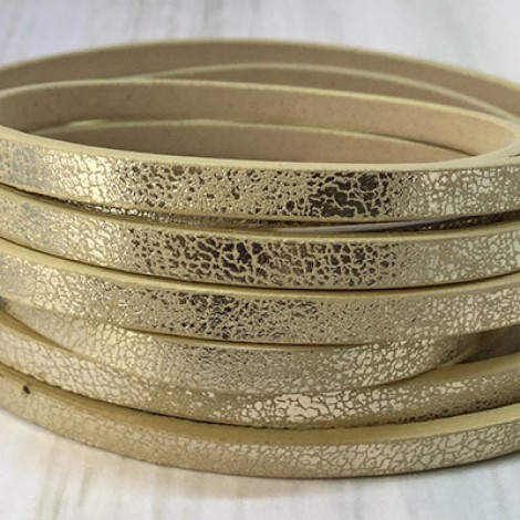 5x2mm Vegan Friendly PU Flat Faux Pearlised Leather - Gold/Champagne
