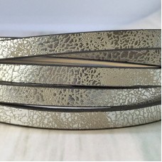 5x2mm Vegan Friendly PU Flat Faux Pearlised Leather - Black/Silver - 1.1m Strip