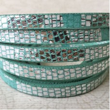 5x2mm Vegan Friendly PU Flat Faux Snakeskin Leather - Aqua/Silver - 1.1m Strip