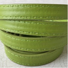 10x2mm Vegan Faux Flat Stitched Leather - Green - 1 metre