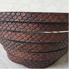 5x2mm Vegan Friendly PU Flat Faux Snakeskin Leather - Chocolate Brown - 1.1m Strip