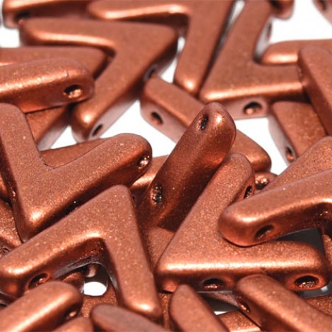 10x4mm Czech 3-Hole Ava Beads - Pack of 20 - Copper